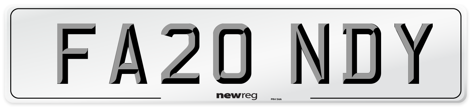 FA20 NDY Number Plate from New Reg